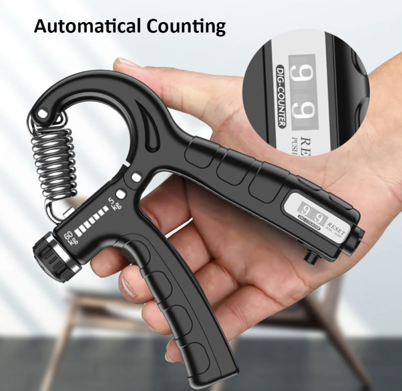 Adjustable Hand Exerciser and Griper With Counter