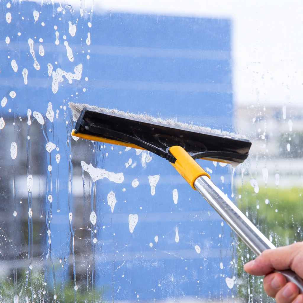 2-in-1 Floor Cleaning Brush with Rubber Wiper